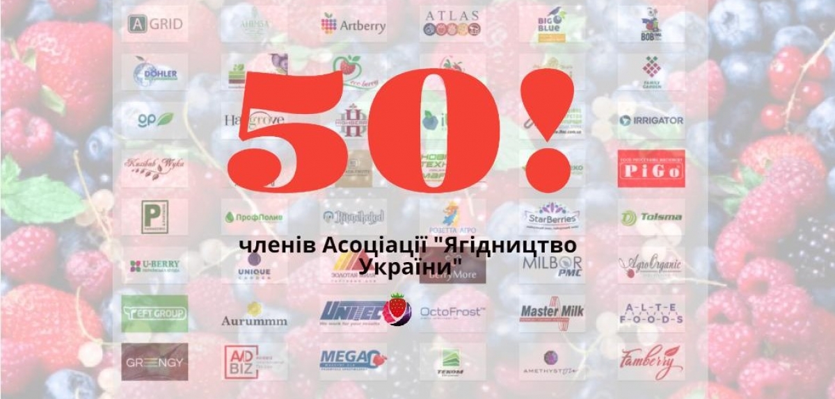 До Асоціації «Ягідництво України» вже приєдналося 50 компаній!